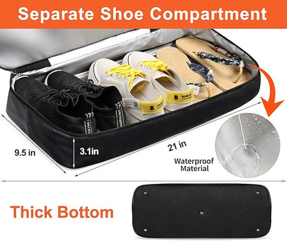 IBFUN Duffel Bag, 21'' Weekender Travel Bag with Shoe Compartment, Waterproof, Overnight Duffel Bag for Women, 3PCS