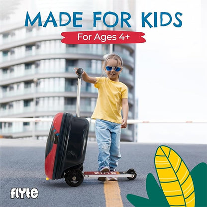 Flyte Perry The Penguin Scooter Suitcase - Rideable, Carry on Compliant 2-in-1 Children's Suitcases, 18 inch Ride on Suitcase for Kids, 25 Litre Capacity Kids' Luggage on Wheels for Children Aged 4+