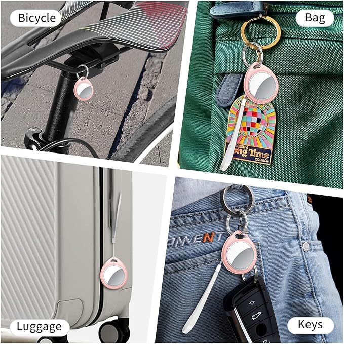 Air Tracker Tags-3 Pack Pink, 5.3 Bluetooth Tracker Work with Apple Find My (iOS Only), 100dB Sound, Smart Tag with Keychain/Lanyard, Item Finder for Luggage/Key/Suitcase, Replaceable Battery.