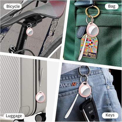 Air Tracker Tags-3 Pack Pink, 5.3 Bluetooth Tracker Work with Apple Find My (iOS Only), 100dB Sound, Smart Tag with Keychain/Lanyard, Item Finder for Luggage/Key/Suitcase, Replaceable Battery.