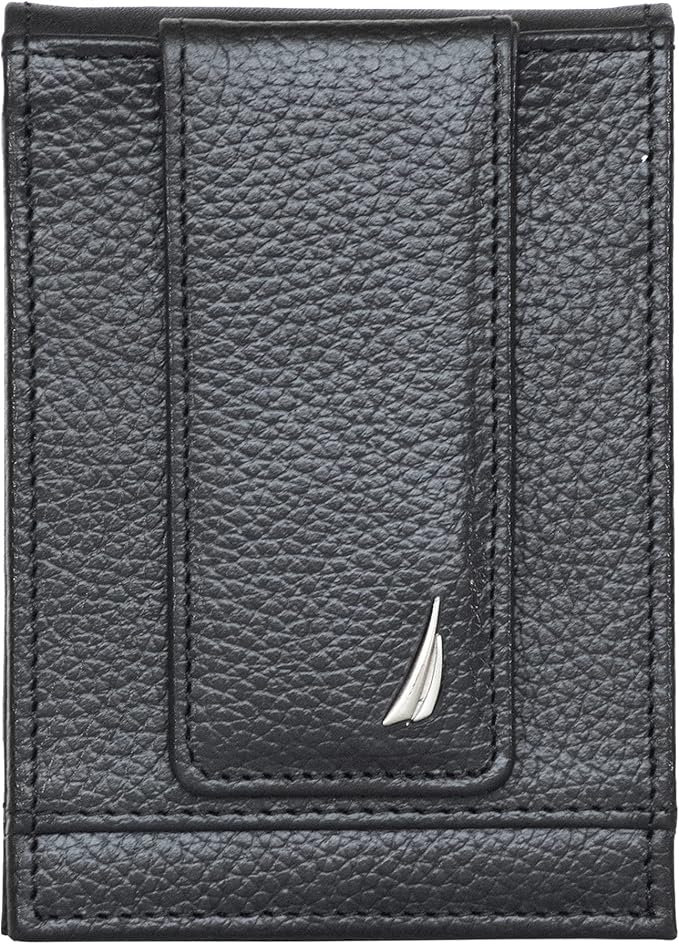 Nautica Men's Slim Wallet | Card Case | RFID Blocking | ID Window | Minimalist | Lightweight | Genuine Leather