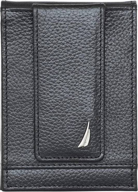Nautica Men's Slim Wallet | Card Case | RFID Blocking | ID Window | Minimalist | Lightweight | Genuine Leather