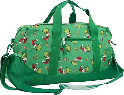 The Grinch Dufffle Bag, Dr. Suess 16 inch Travel Sleepover Weekend Bag for Girls & Boys, Green