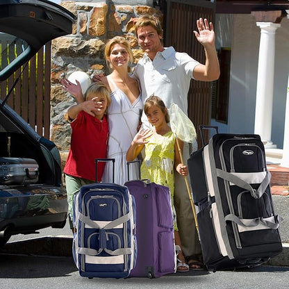 Olympia U.S.A. 33 inch Jumbo Size 8 Pockets Wheeled Rolling Duffel Bag Water Resistant Luggage Lightweight Travel Suitcase with Retractable Handle