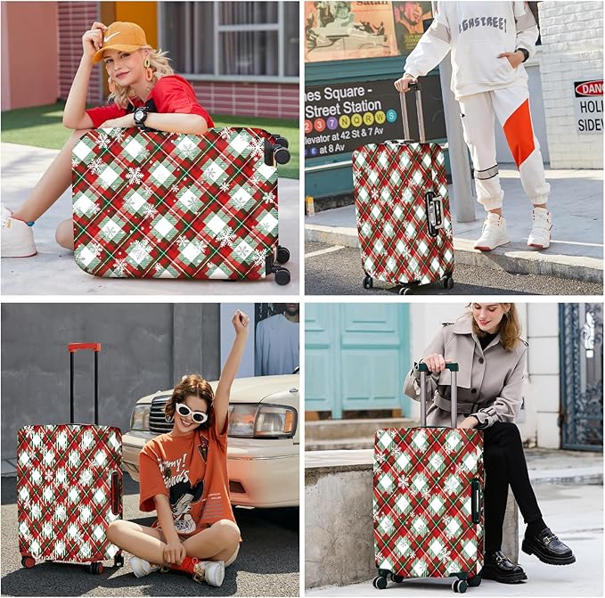 FOREVER QUEEN Retro grid Luggage Cover Suitcase Protector Suitcase Cover Anti-Scratch,Stretchable Bag Cover Washable Durable Polyester