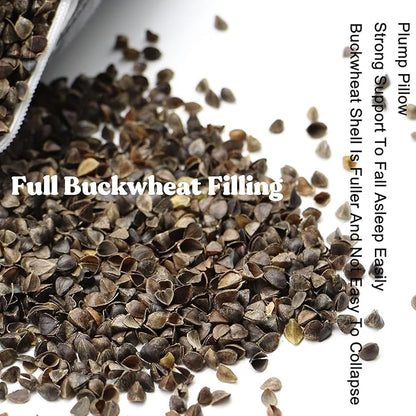 Buckwheat U-Shaped Neck Pillow Adjustable Buckwheat Hull Pillow with Pillowcase, Neck Support and Shoulder Relax Cervical Pillow (12x12 inch, Grey)