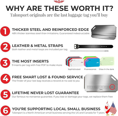 Original Indestructible Luggage Tags for Travel Stand Out with Stainless Steel Privacy Personalized Luggage Tags with Free Smart Bag Tag Recovery Included