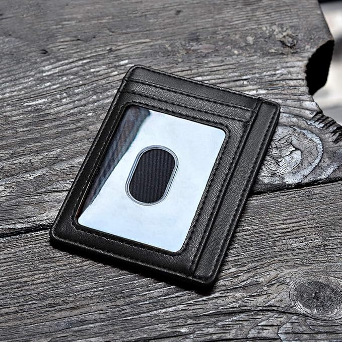 Buffway Slim Minimalist Front Pocket RFID Blocking Leather Wallets for Men and Women - Sand Black