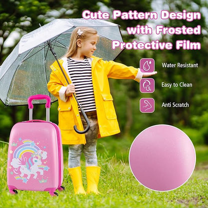 Goplus 2PC Kids Luggage, 12" & 16" Kids Carry On Luggage Set with 4 Spinner Wheels, Lightweight Rolling Spinner Suitcase for Children Toddlers Boys and Girls Travel