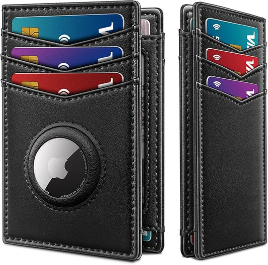 Airtag Slim Leather Wallet for Men - 12-Card Capacity, Magnetic Closure, Money Clip & Simplified Bill Compartment, RFID Blocking (4.3" x 3.0") | Gift Boxed