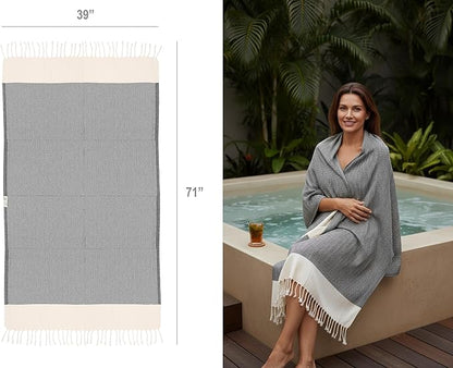 Bazaar Anatolia Turkish Beach Towel 100% Cotton Bath Towels 71x39 Quick Dry Sand Free Lightweight Large Oversized Herringbone Black