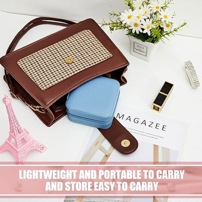 Taiyin 6 Pcs Travel Jewelry Case Organizer Bridesmaid Gift Boxes Mini Storage Organizer Box(Blue)