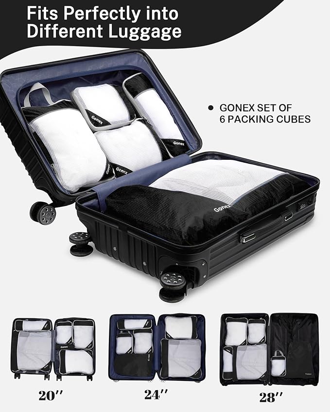 Compression Packing Cubes, Gonex Extensible Storage Mesh Bags Organizers