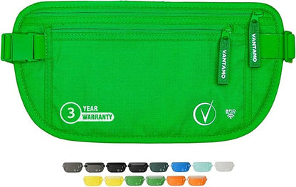 Vantamo Money Belt with RFID For Men & Women, Hidden Passport Holder for Travel, 2 Compartment Travel Fanny Pack for Women Anti Theft
