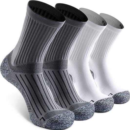 Elite Cushioned Compression Mid-crew Socks 4-Pack for Youth Women Men