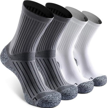 Elite Cushioned Compression Mid-crew Socks 4-Pack for Youth Women Men