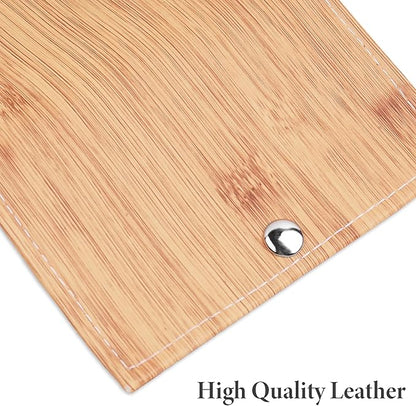 Pill Organizer,LIZIMANDU Weekly Travel Pill Case Box Medication Reminder Daily AM PM, Day Night 7 Compartments,for 4 Times A Day, 7 Days a Week-Includes Leather PU Carrying Case(1-Wood-Beige)