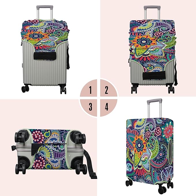 Travel Luggage Cover Suitcase Protector Fits 18-32 Inch Wheel Covers PatternedTravel Related Items Flower Luggage Protector Elastic M