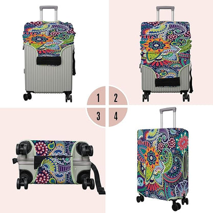 Travel Luggage Cover Suitcase Protector Fits 18-32 Inch Wheel Covers PatternedTravel Related Items Flower Luggage Protector Elastic M
