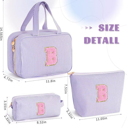 Teen Girl Trendy Stuff - Monogram Personalized Travel Toiletry Bag Makeup Bag | Cosmetic Bag | Gifts for Girls Women Her Mom Bridesmaid Bride Wife Friend Sister Teacher - Lavender B
