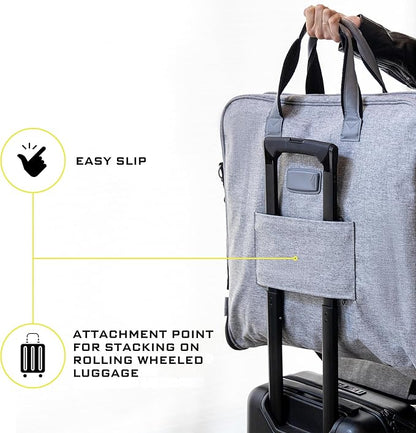 Premium Suit Garment Bag Carry On - Hangs 4 Suits - Travel & Business with Shoulder Strap and Laptop Compartment