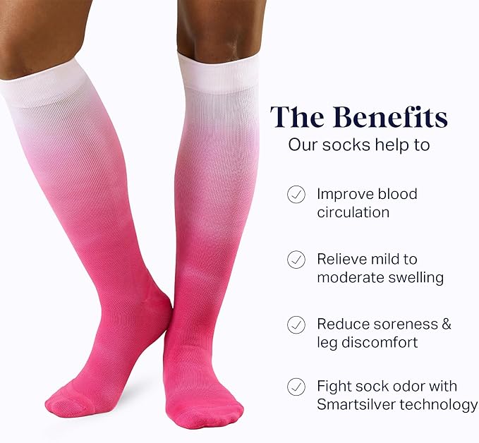 Comrad Nylon Knee High Socks - 15-20mmHg Graduated Compression Socks - Soft & Breathable Support Unisex Socks