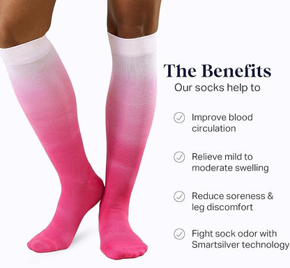 Comrad Nylon Knee High Socks - 15-20mmHg Graduated Compression Socks - Soft & Breathable Support Unisex Socks