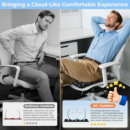 Inflatable Seat Cushion, Airplane Seat cushion for Long Flights Without Air Pump, Pressure Relief Seat Cushion, Wheelchair Cushions Applicable to Various Scenarios, Relief Discomfort in Coccyx&Buttock