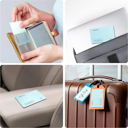 WHEREMYLUV-Item-Finder-for-Wallet, Ultra Thin Bluetooth Tracker Card Compatible with Apple Find My, Rechargeable GPS Locator, IPX8 Waterproof, Slim Smart Card for Men & Women (Blue)