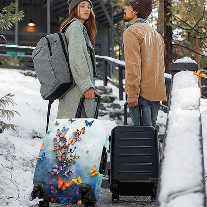 ANNA QUEEN Butterflies & Flowers Luggage Cover, Stunning Floral Butterfly Design, Stretchable, Washable Travel Sleeve for 20-34 Inch Luggage