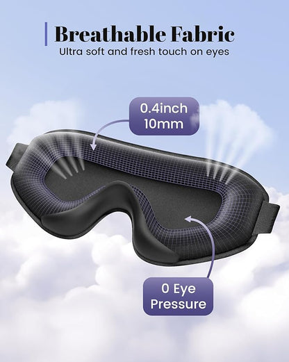 WAOAW Sleep Mask for Men Women: Blackout Eye Masks for Sleep - 3D Breathable Soft Comfortable Eye Mask for Travel - Adjustable Light Blocking Night Masks for Sleeping