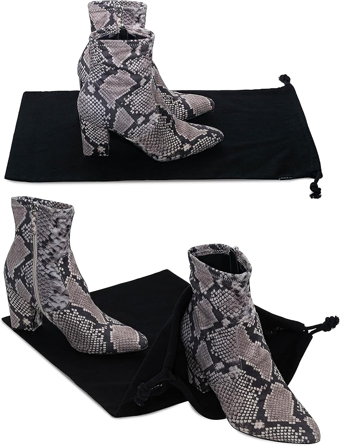 ZENPAC Cloth Bags, Black Duster Flannel Boot Storage with Drawstring Closure, Washable Breathable Cotton Fabric for Shoe, Luggage, 12.5x20.5, 2 Pack