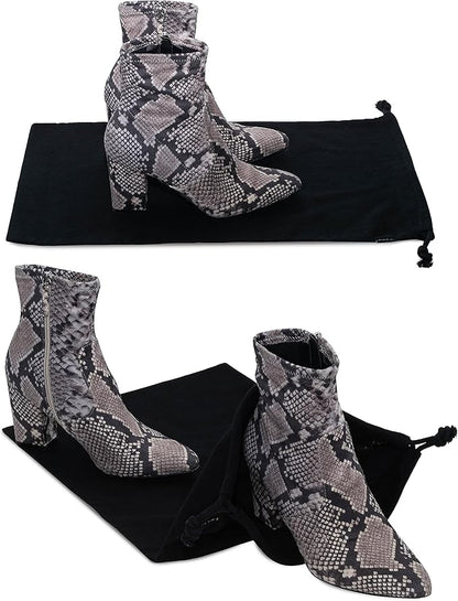 ZENPAC Cloth Bags, Black Duster Flannel Boot Storage with Drawstring Closure, Washable Breathable Cotton Fabric for Shoe, Luggage, 12.5x20.5, 2 Pack