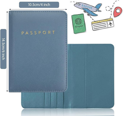Frienda 2 Pieces Bridal Passport Covers Holder Waterproof Leather Holder Covers Travel Wallet Passport Case for Women and Men