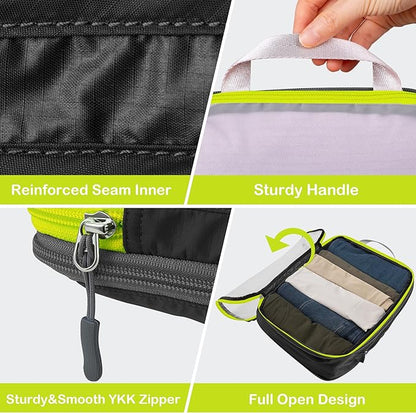 Cipway Compression Packing Cubes Mesh, Lightweight Luggage Organizer Bags with Laundry Bag, Toiletries Bag and Shoe Bag, Travel Essentials for Carry on Suitcase（8 Pcs,Black）