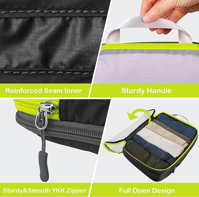 Cipway Compression Packing Cubes, See Through Mesh Luggage Organizer Bags, Travel Essentials for Carry on Suitcase with Laundry Bag and Clear Toiletries Bag（6Pcs,Black）