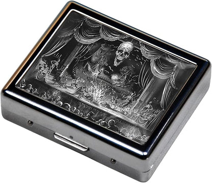 7 Days Chromed Shiny Silver Pill Organizer with Mirror Inside Has 8 Separate Compartments Rectangle,Versatile Storage for Medication - Ideal Travel Accessory (Dark Stage)