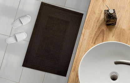 Avalon Towels Brown Bath Mat - 100% Cotton Set of 2 Absorbent Bathmat - Bathroom Mats Quick Dry Bath Mats for Bathrooms (22x34 Inches)