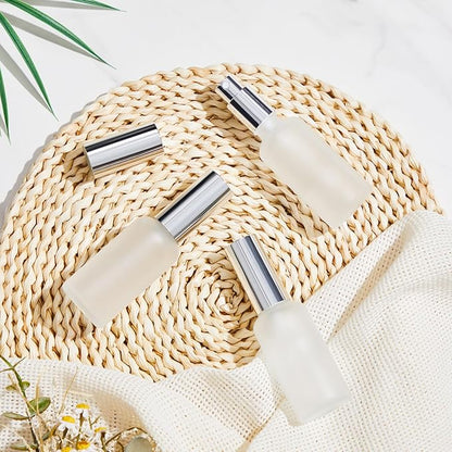 Roshtia 30 Pcs 1.69 oz/ 50 ml Silver Glass Spray Bottle Refillable Perfume Atomizer Clear Decorative Empty Bottles with Fine Mist Sprayer Pump for Face Body Travel