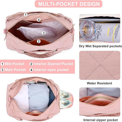 BLUBOON Duffle Bag Girls Kids Cute Gym Bag with Shoes Compartment & Wet Separation Waterproof Sports Overnight Travel Bag