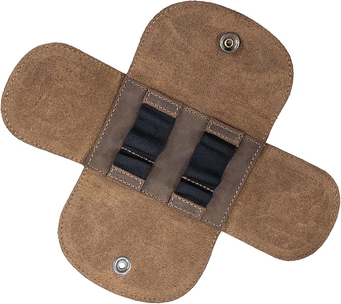 Hide & Drink, Leather Razor Case Wallet, Shaving Accessories, Personal Care Essentials, Handmade :: Bourbon Brown