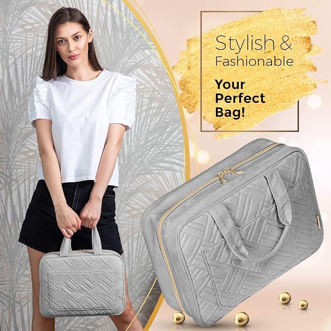 BOACAY Large Hanging Travel Toiletry Bag for Women, Makeup Bag, Bathroom & Shower Organizer Kit for Accessories, Cosmetics, Essentials