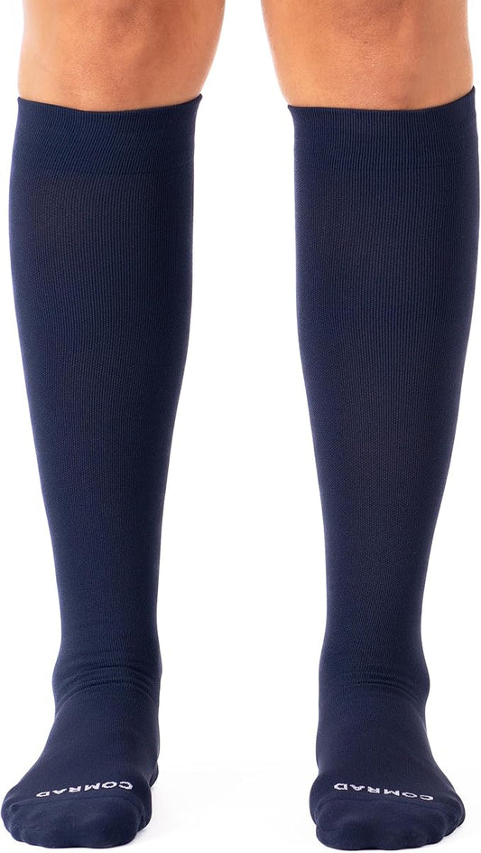 Comrad Nylon Knee High Socks - 15-20mmHg Graduated Compression Socks - Soft & Breathable Support Unisex Socks