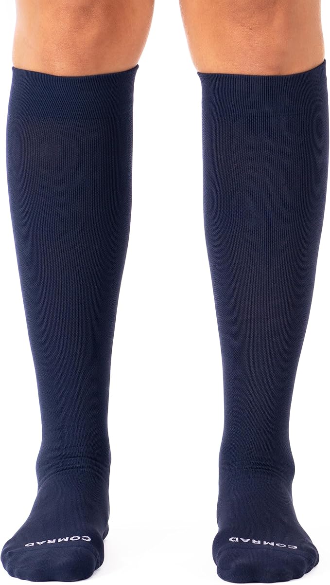 Comrad Nylon Knee High Socks - 15-20mmHg Graduated Compression Socks - Soft & Breathable Support Unisex Socks