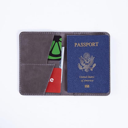 INCARNE US Leather Passport Holder for Travel - Passport Case - Passport Wallet for Men - Passport Cover for Women Sleeve Protector - Travel Essentials Vacation Luggage Travel Gifts - Vintage Gray