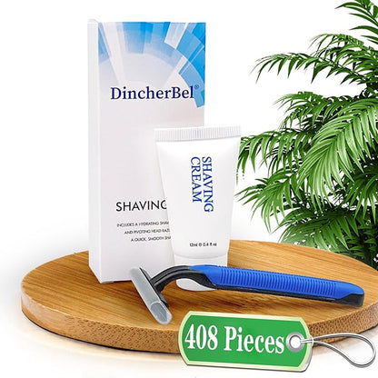 Shave Kit in Bulk, Smooth Shave Disposable Razor and Cream(12g), Individually Wrapped Toiletries Amenities for Hotel, Airbnb, Homeless, Shelter, Camping and Travel (408 Pack)