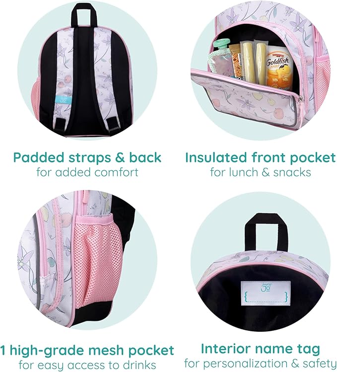 Wildkin JumpOff Jo 12-inch Kids Backpack – Lightweight, Durable Toddler Bag - Fairy Blossom