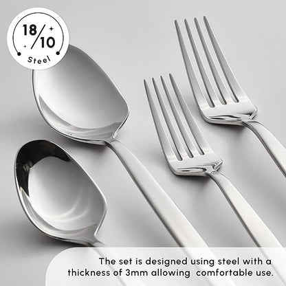 Karaca Thor 84-Piece Table Cutlery with Box, Stainless Steel in Elegant Box, Stylish and Durable Cutlery for Demanding Table Culture