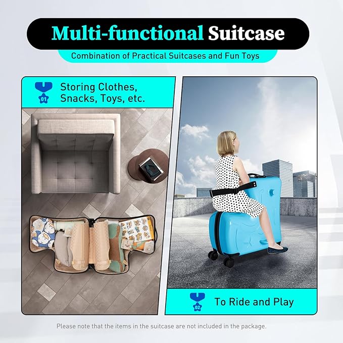 20"Kids Luggage Portable Kids Suitcase Children's Ride On Trolley Rolling Luggage with Wheels Carry Trolley Luggage with Password Lock Waterproof Kids Suitcases for Boys Girls Small Suitcase ABS+PC