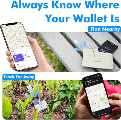 Wallet Tracker Card w/Wireless Charging [Apple MFi Certified] Rechargeable Thin Wallet Finder w/Find My (iOS Only), Item Finder for Luggage Tags, GPS Bluetooth Tracking, 80-100dB Alert